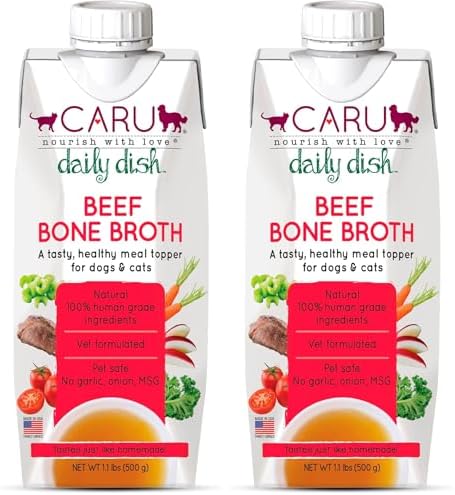 Caru Daily Dish Beef Broth Meal Topper for Dogs and Cats - 1.1 lbs. (Pack of 2) by CARU