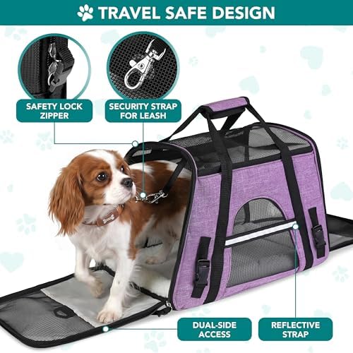 PetAmi Airline Approved Pet Carrier Cats & Small Dogs, Large Heather Purple - Image 4