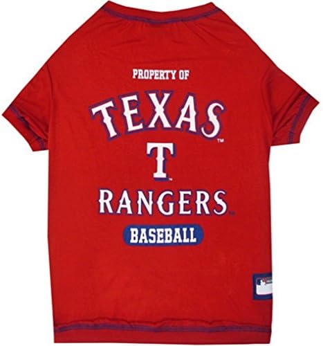 MLB Texas Rangers Dog T-Shirt Extra Small. - Licensed Shirt for Pets Team Colored with Team Logos- Premium Stretchable Materials for The Comfort of Your Dog & Cat by PETSFIRST