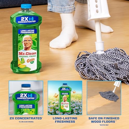 Mr. Clean All Purpose Cleaner, Floor Cleaner for Mopping Home, Bathroom, & Kitchen, Cleaning Liquid for Mop & Bucket, Cleaning Supplies, Multi-Surface Dilutable, Gain, 41oz - Image 2