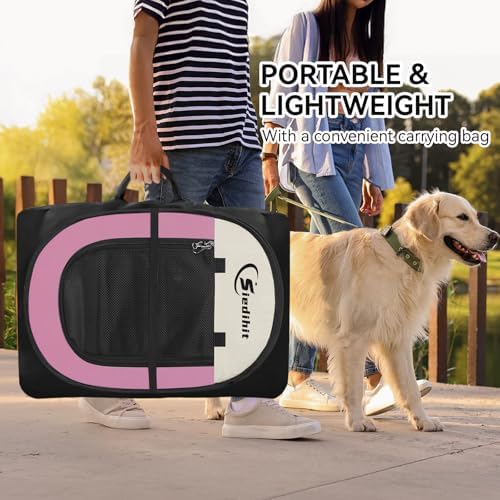 Sieidihit Dog Cat Pet Playpen Puppy Crate Cage Indoor Outdoor, Large Pink - Image 6