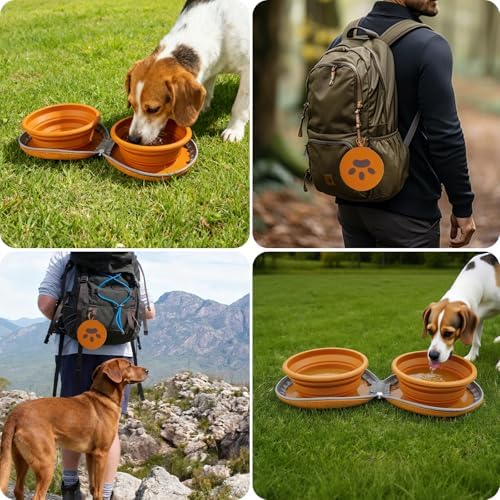 Zegcohjave 2-in-1 Collapsible Dog Bowls,Portable Dog Food and Water Bowl - Image 3