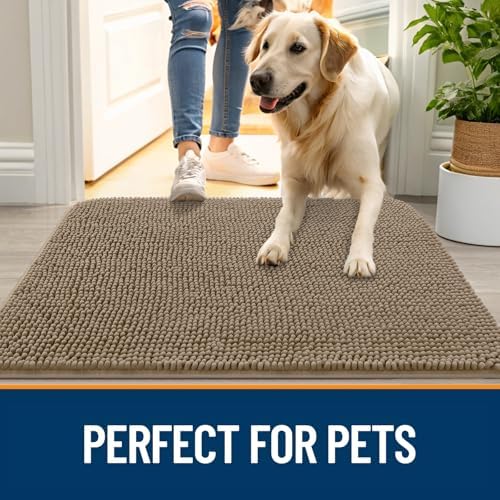OLANLY Dog Door Mat for Muddy Paws 54x24, Super Absorbent Chenille Mud Mat - Image 6