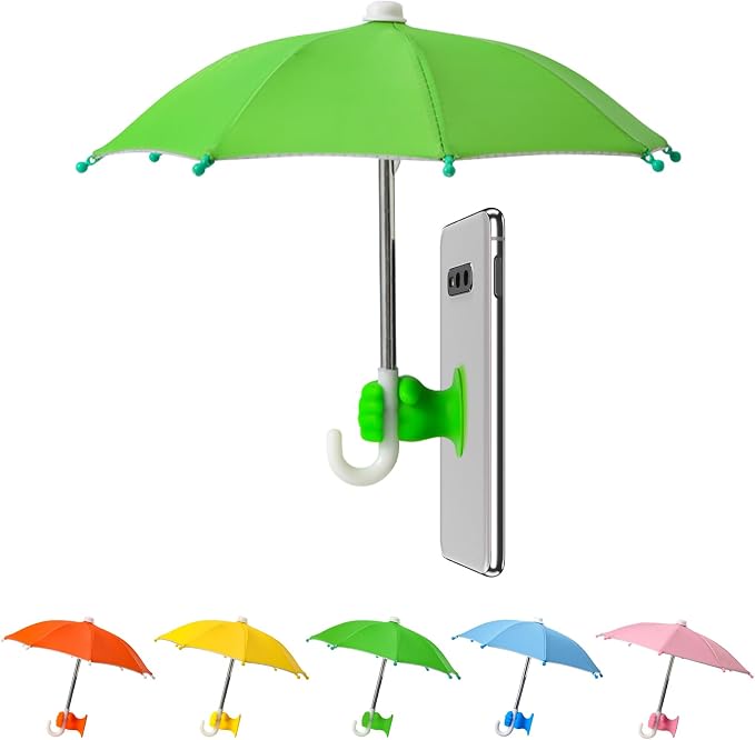 Phone Umbrella Stand, Sun Shade Mini Umbrella for Cell Phone with Adjustable Fist Style Suction Cup, Universal Anti-Glare Sun Visor for Outdoor by Harewu