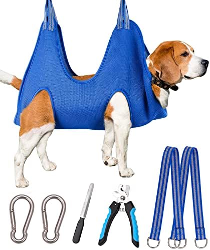 Kkiimatt Pet Dog Grooming Hammock Harness, Dog Nail Hammock, Hanging Harness Nail Trimming,Grooming Sling Holder Helper for Clipping/Cutting,Hanger Restraint Bag with Nail Trimmer. by Kkiimatt