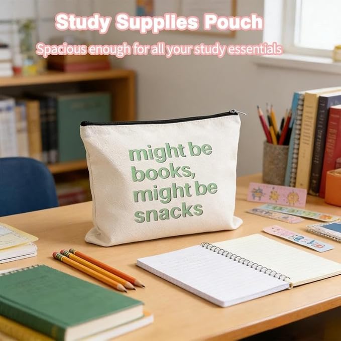 Book Lovers Gift Bag for Women Bookish Canvas Makeup Bag Reading Zipper Pouch Author Writer Reader Accessories Bookworm Book Club Birthday Gift Student Graduation Gifts from Teachers Librarian Pouch - Image 5