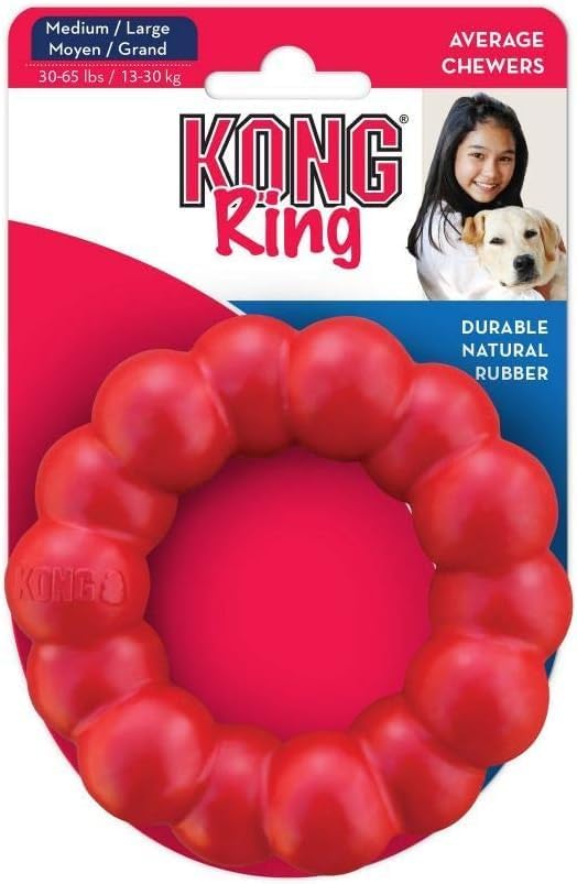 KONG Ring, Natural Rubber Chew Toy for Dental Health, for Small/Medium Dogs - Image 3