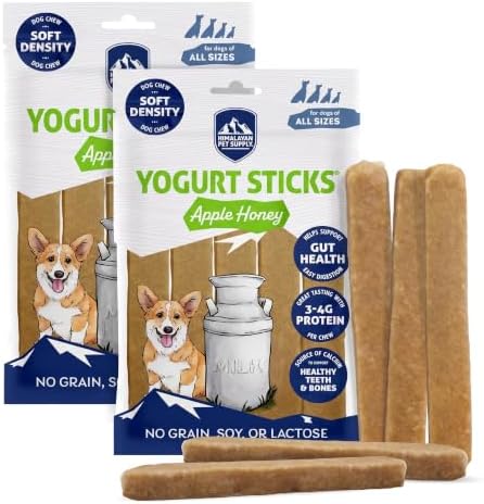Himalayan Dog Chew Apple Honey Yogurt Sticks for Dogs | Protein-Rich Treats with Prebiotics & Probiotics | Lactose-Free, Grain-Free, Gluten-Free | Healthy Yogurt Chews for All Breeds | 5 Count by HimalayanDogChew