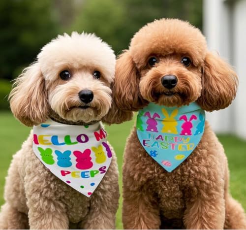 Easter Dog Bandanas 2PCS-Small,Adjustable Holiday Party Pets Rabbit Easter Egg Outfits,Triangle Reversible Pet Scarf for Boys and Girls,Dog Costume Gifts for Puppy Cats Pets - Image 7