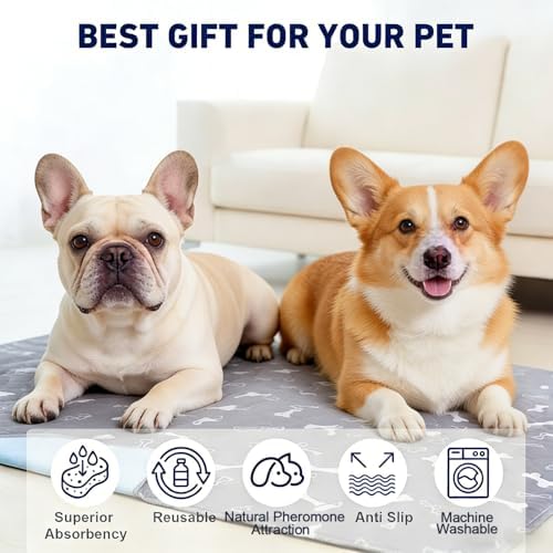 Puppy Pads with Pheromones, Washable Pee Pads for Dogs Potty Training, Reusable Dog Mat with Pet Hair Removal Gloves for Playpen, Crate, Whelping Box (Blue,L) - Image 6