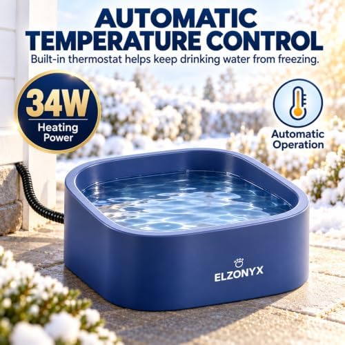 Heated Water Bowl, 4L/1.06 Gal Large Capacity Heated Pet Bowl with Automatic Temperature Control, Outdoor Heated Dog Water Bowl for Winter, Freeze Protection for Dogs, Cats & Animals - Image 2
