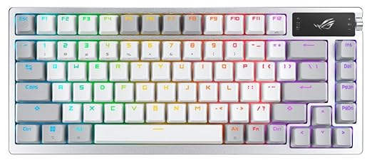 ASUS ROG Azoth Wireless Mechanical Gaming Keyboard – 75% TKL, Tri-Mode Connectivity, Hot Swappable Pre-lubed ROG NX Storm Clicky Switches, PBT Keycaps, RGB, OLED Display, PC/Mac Support - White by Unknown