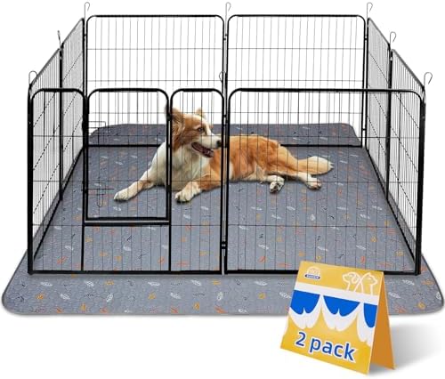 Sunheir Washable Pee Pads for Dogs Extra Large 36" x 48" 2-Pack Reusable Puppy Pads Pet Training Pads, Whelping Pad, Non-Slip Protects Against Urine Leakage (Leaves - Light Grey, 36x48) by SUNHEIR