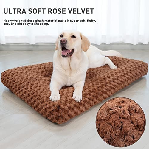 KSIIA Washable Dog Beds Large Sized Dog Crate Bed Pet Mat 41"x27" Brown - Image 2
