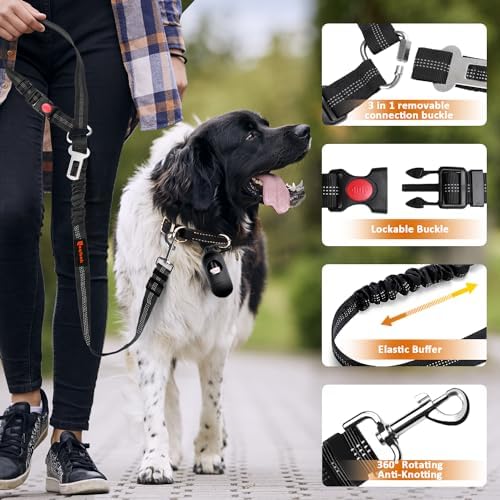 Laqibak Removable Dog Seat Belt Harness for Car, 3 in 1 Pet Seatbelt Leash - Image 5