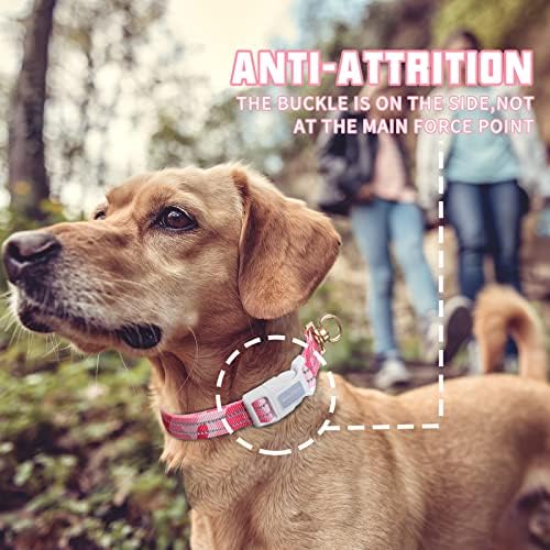 Auroth Dog Collar for Medium Large Dogs, Reflective Dog Collar, Soft Nylon Adjustable Dog Collars with Heavy Duty Metal D Ring Tangle Free (Medium:12"-19.6", Pink Camo) - Image 5