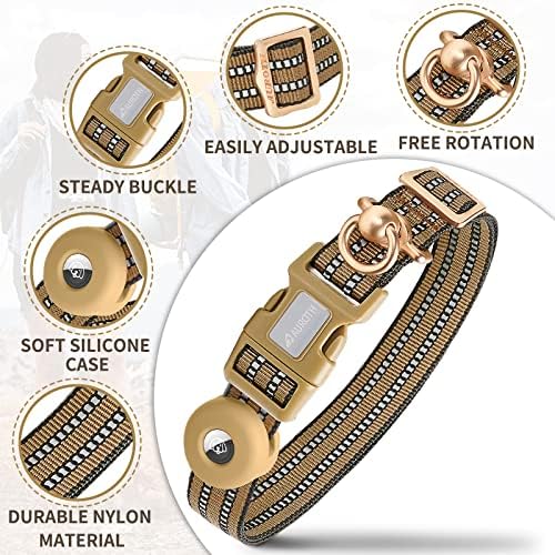 Auroth Airtag Dog Collar, Adjustable Air Tag Case Holder Dog Collar for Medium Large Dogs, Airtag Dog Collar Holder with Heavy Duty D Ring Tangle Free - Image 2