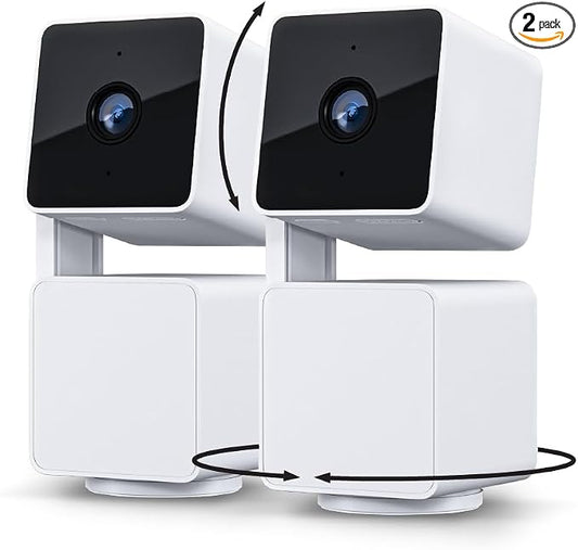 WYZE Cam Pan v3 Indoor/Outdoor IP65-Rated 1080p Pan/Tilt/Zoom Wi-Fi Smart Home Security Camera with Color Night Vision, 2-Way Audio, Compatible with Alexa & Google Assistant, White, 2-Pack by WYZE