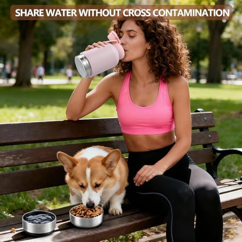 Cibaabo Insulated Dog Water Bottle 32oz Keep Water Cool with 2 Bowls - Image 5