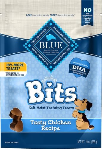 Blue Buffalo Bits Soft Dog Treats for Training, Made with Natural Ingredients & Enhanced with DHA, Chicken Recipe, 19-oz Bag (Pack of 4) - Image 2
