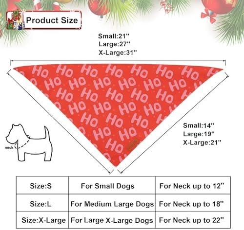 PTDECOR Christmas Dog Bandana, Red Green Xmas Santa Dog Scarf, Small - Image 4