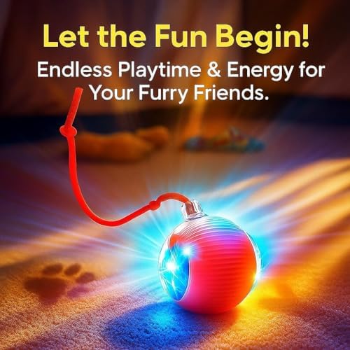Durable Interactive Cat Toys for Indoor Cats, Dog Toys Ball, Rolling Pet Ball, Smart Automatic Cat Chase Balls Toy, Interactive Dog Toys Speedy Tail,Kitten & Cat Toys (2 RED Balls) - Image 2
