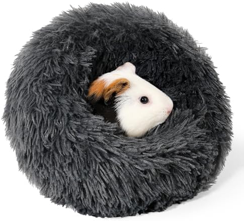 Plush Guinea Pig Bed - Plush Guinea Pig Hideout, Removable Cushioned Pillow, Super Cozy, Ideal Burrowing Bed for Small Pets, Dark Gray by ONEJU