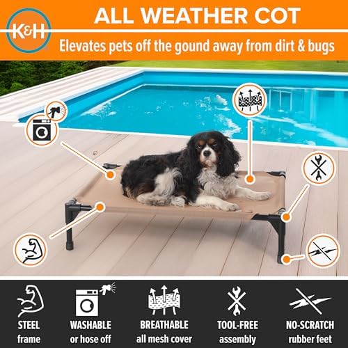 K&H Outdoor Elevated Dog Bed for Small & Medium Pets, Tan, Medium 32x25in - Image 3