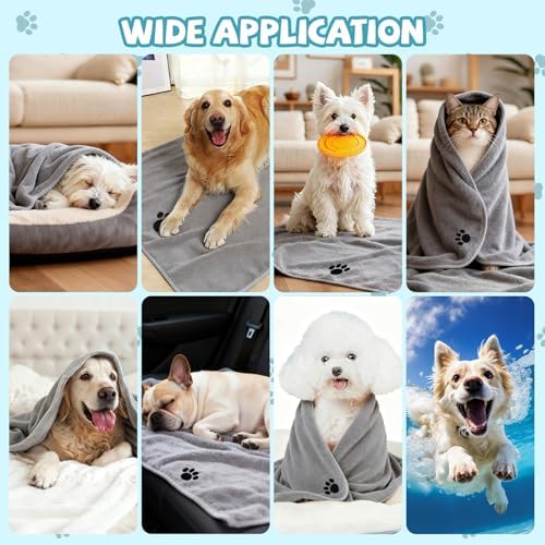 Puomue Microfiber Dog Towels for Drying Dogs, Super Absorbent and Soft Pet Grooming Towel, 40 Inch X 23.6 Inch, Perfect Dog Shower & Bath Supplies for Large, Medium or Small Dogs, Grey - Image 6