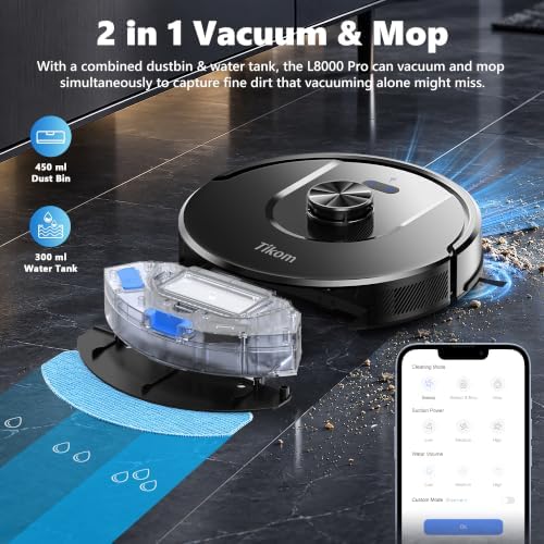 Tikom Robot Vacuum and Mop Combo, 6000Pa Automatic Robotic Vacuum Cleaner - Image 4