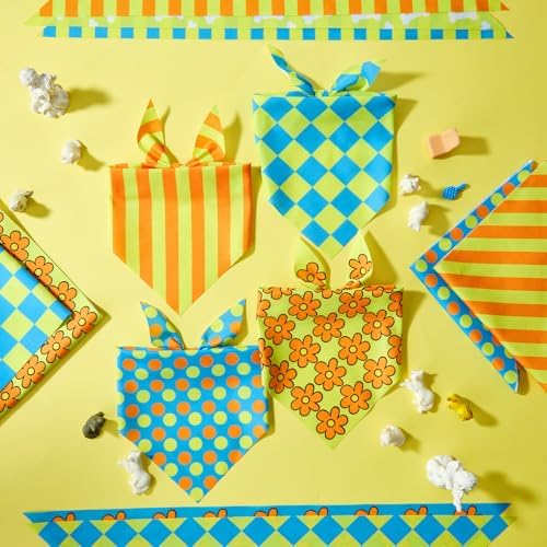 Weewooday 50 Pcs Cartoon Dog Bandana Bulk for Hippie Paw Print Flower Adventure Cute Triangle Soft Dog Bibs Summer Theme Birthday Party Supplies for Small Medium Large Costume 31.5 x 21.7 X21.7 Inch - Image 6