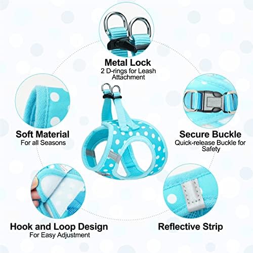 BEAUTYZOO Small Dog Harness and Leash Set,No Pull Puppy Pet Vest- Polka,2XS - Image 3