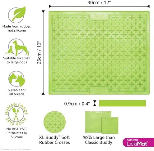 LickiMat X Large Breed Buddy Dog Lick Mat, Dog Calmer, Slow Feeder, Anxiety Reliever Alternative to Puzzle Toys, Slow Feeding Bowls. Use Peanut Butter, Wet, Raw, Mixed Food, Healthy Treats - Green - Image 2