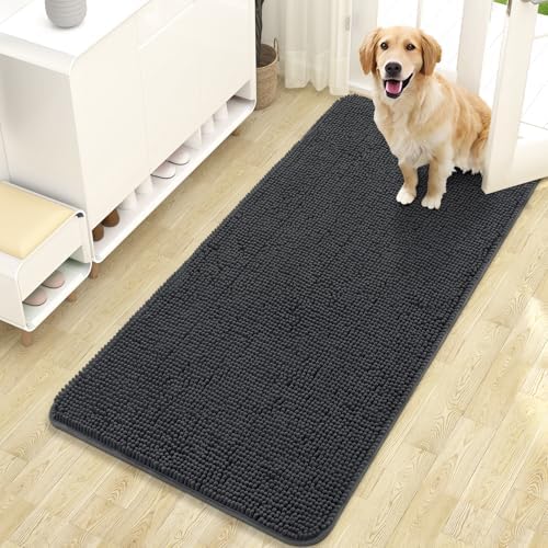 OLANLY Dog Door Mat for Muddy Paws 47x24, Super Absorbent Chenille Mud Mat by OLANLY