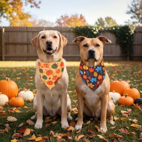 ADOGGYGO Fall Thanksgiving Dog Bandana Girl Boy, Pumpkin Bow Dog Scarf, L - Image 3