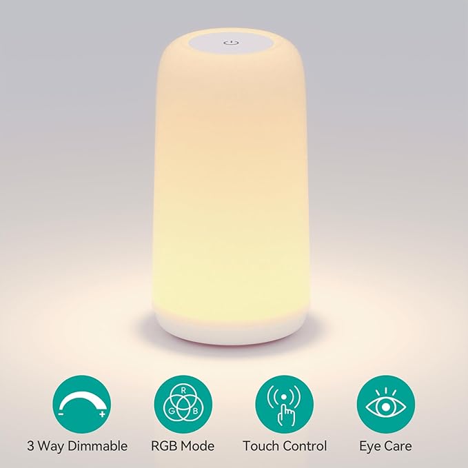 Touch Bedside Table LED Lamp, [Sleek Design & RGB Mode] Multi-Color Dimmable with Warm White Lights, Birthday Gifts for Women Mom, Smart Nightstand Small Lamp for Bedroom Living Room Home Decor - Image 2