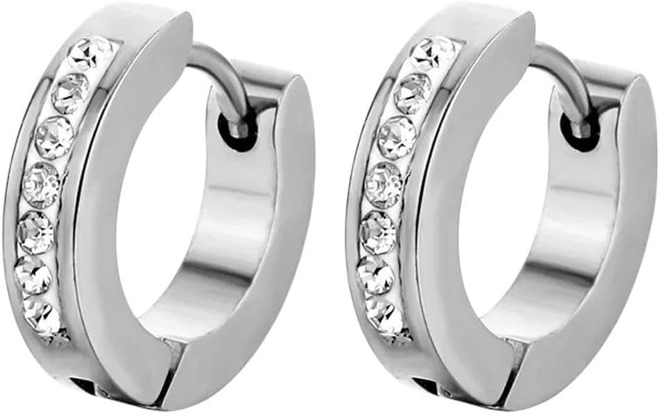 New 2026 Arrive 1Pair Punk Women And Men Different Style Stainless Hoop Earrings With Crystal Cz Simple Fashion Jewelry Trendy Accessories Creative Gift - Image 2