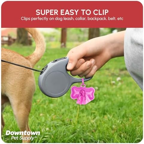 Downtown Pet Supply Poop Bags for Dogs with Dispenser, 180 Count - Leak-Proof Dog Waste Bags and Bone-Shaped Dog Poop Bags Holder for Leash - Pink, 12.5" x 8.5" - Image 4