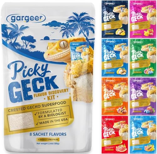 Gargeer 2.4oz Picky Geck 8 Sachet Flavours Crested Gecko Food Discovery Kit by Gargeer