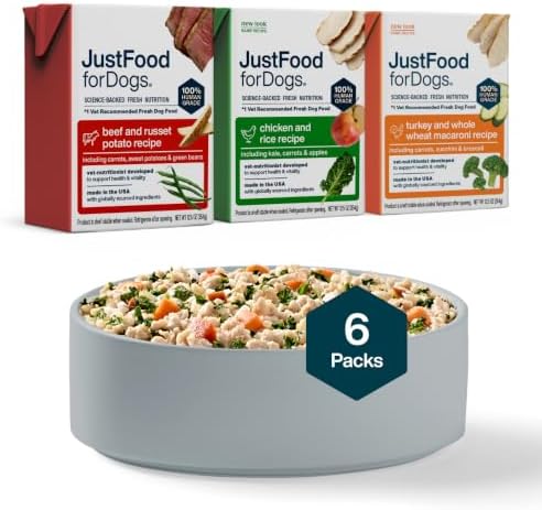 JustFoodForDogs Pantry Fresh Wet Dog Food Variety Pack, Complete Meal or Dog Food Topper, Beef, Chicken, & Turkey Human Grade Dog Food Recipes - 12.5 oz (Pack of 6) by JustFoodForDogs