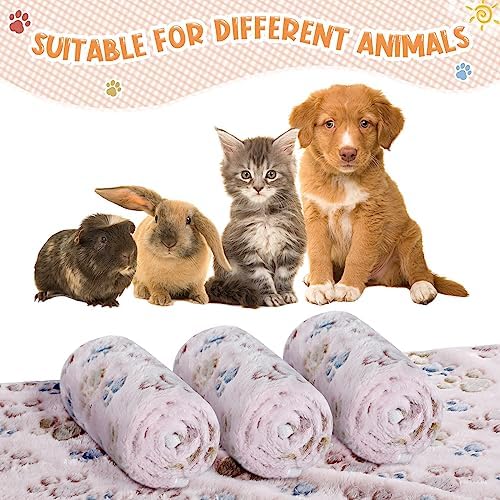 Tatuo 4 Pcs Fleece Dog Blankets for Puppy Cat, Beige, 24 x 16 in, Paw - Image 6
