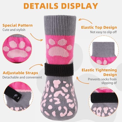 KOOLTAIL Dog Socks Shoes for Hot Pavement, Breathable & Warm Winter Dog Booties to Prevent Licking Paws for Small Medium Large Senior Dogs,Non Slip Grippy Pet Boots & Paw Protectors for Hardwood Floor - Image 4