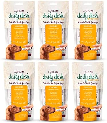 Caru - Daily Dish Smoothies - Lickable Chicken Dog Treat - .5oz Tubes - 4 Pouches Per Pack - Pack of 6 by CARU