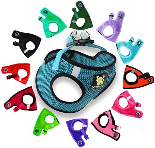 EcoBark Step in Dog Harness - Eco-Friendly Small & Medium Breed Dog Harnesses - Reflective and Adjustable Mini Body Halter Vest - Soft Mesh Toy Breed Harness (Aqua Blue, Medium) by EcoBark