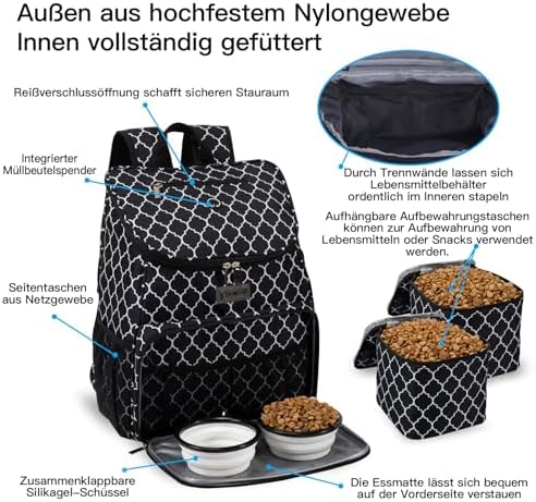 BAGLHER丨Dog Travel Bag, Airline Approved Pet Supplies Backpack, Dog Travel Backpack with 2 Silicone Collapsible Bowls and 2 Food Baskets - Image 4