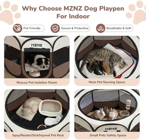 Dog Cat Small Animal Puppy Playpen Crate, Large, Brown - Image 4