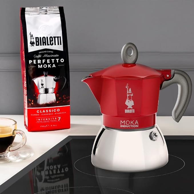 Bialetti - Moka Induction, Moka Pot, Suitable for all Types of Hobs, 2 Cups Espresso (2.8 Oz), Red - Image 4