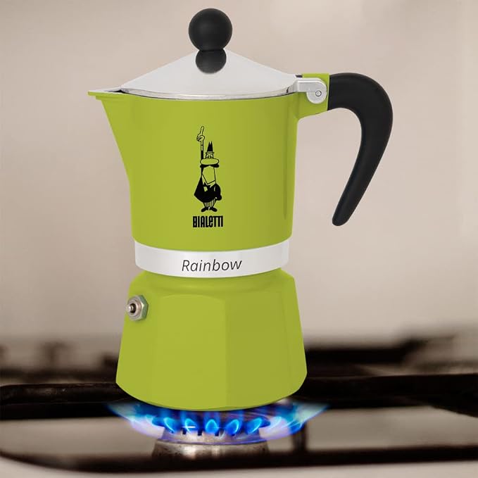 Bialetti Rainbow Moka Pot in Green, 3 Cup Stove Top Espresso Maker - Aluminum Cafetera for Ground Coffee, Italian Coffee Maker for Home Brewing - Image 3