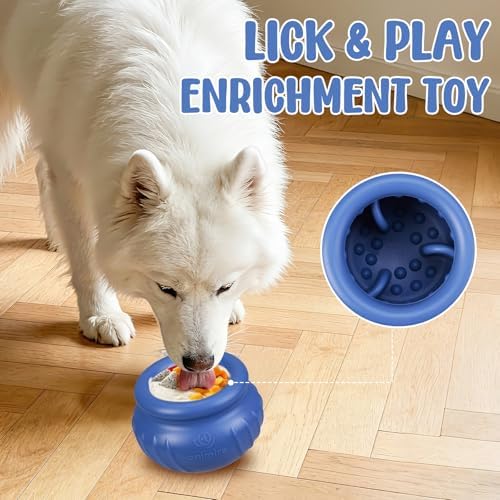 Wobbly Dog Enrichment Lick Toy, Stuffable Frozen Lick Bowl to Keep Dogs Busy, Long-Lasting Interactive Treat Dispensing Dog Toy, Silicone Fetch Catch Chew Toy(Dark Blue,L) - Image 6