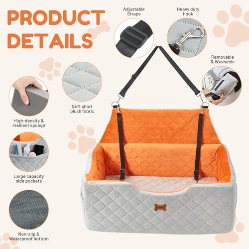 Dog Car Seat for Large Medium Dogs up to 55 lbs, Gray - Image 5